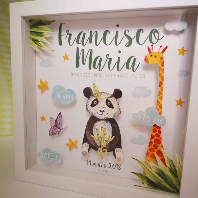 Quadro de Nascimento O Grande Panda com Girafa